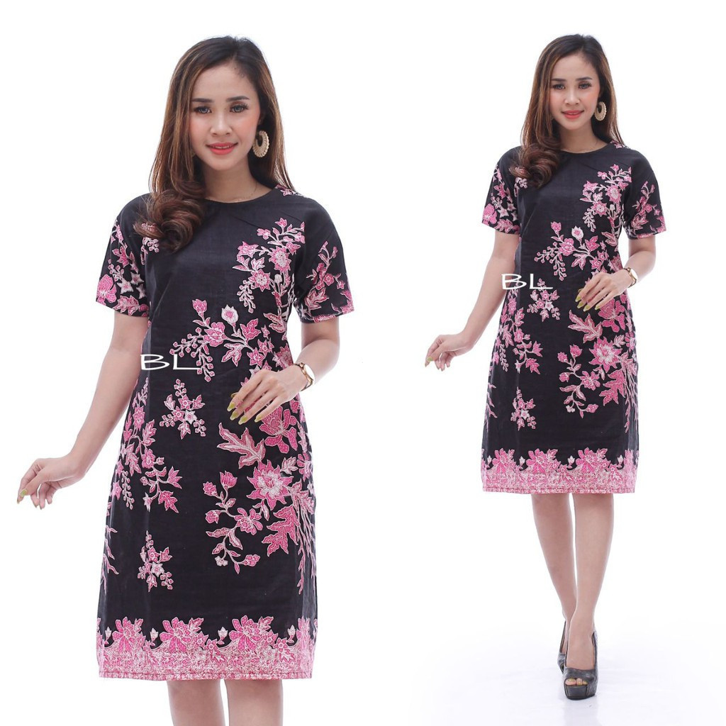 ฤดูร้อนใหม่ 3D พิมพ์ชุดกระโปรง HITAM จัมโบ้ขนาด BAJU ผู้หญิง BATIK DRESSk JUMBO XXXXL / 4L สั้น SLEE