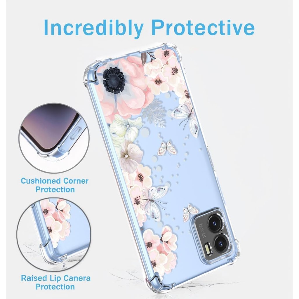 สําหรับเคส Vivo Y15s 2021,เคส Vivo Y15A,เคส Vivo Y10 4G,เคส Vivo T1 4G,เคส Vivo Y01 พร้อมลายดอกไม้ใส
