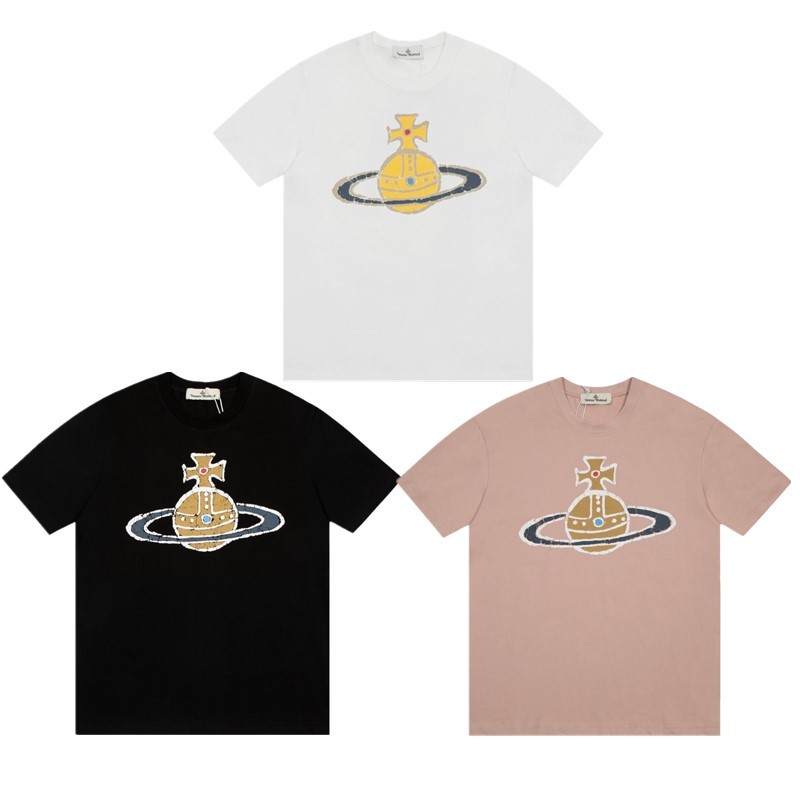 เสื้อยืดแขนสั้นผ้าฝ้ายสำหรับผู้ชายและผู้หญิง พิมพ์ลายดาวเสาร์ สไตล์ฟรีไซซ์ ใส่สบายในฤดูร้อน