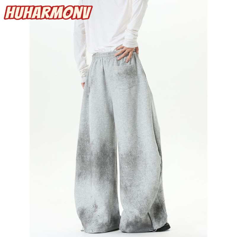 Ocshean กางเกงแจ๊สพิมพ์ลายสไตล์อเมริกันสําหรับผู้หญิงและผู้ชายกางเกงขากว้างทรงหลวม