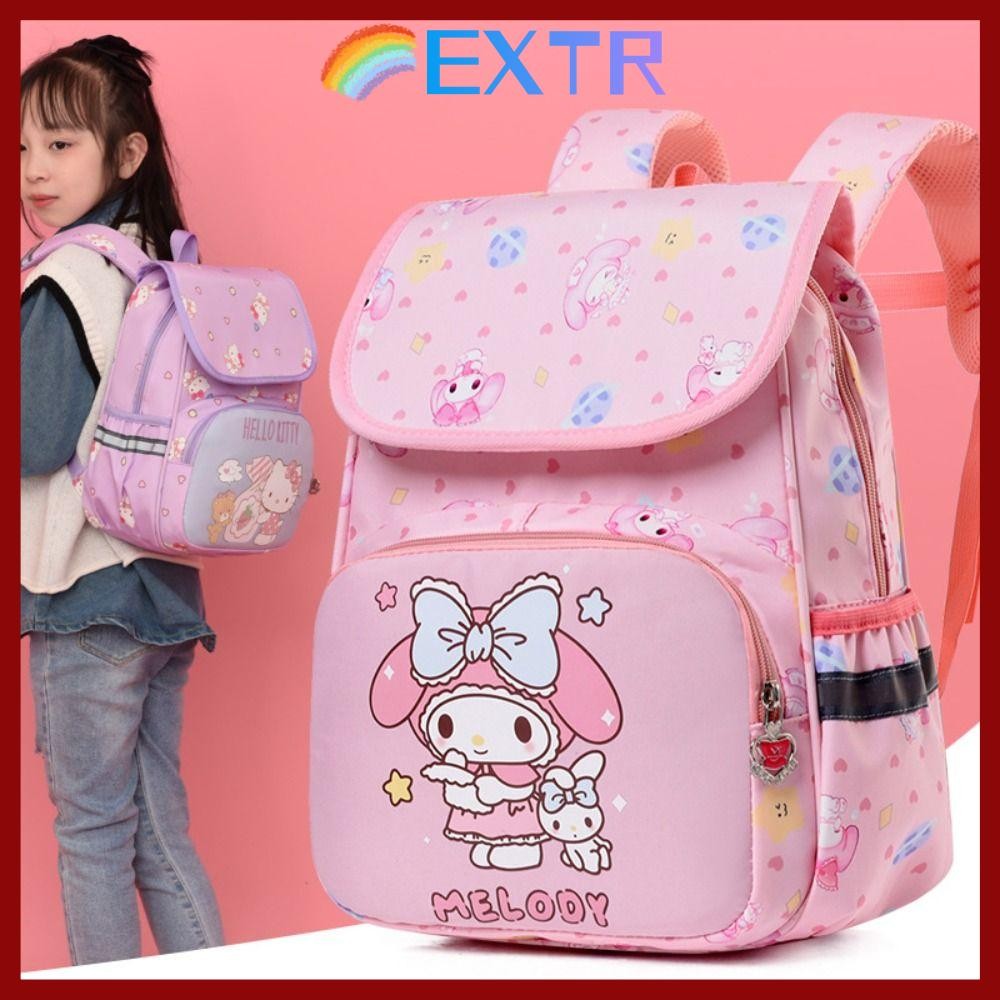 กระเป๋านักเรียนซันริโอมีความจุขนาดใหญ่ ออกแบบสำหรับเด็กหญิงและเด็กชาย ลายคาแรคเตอร์เมโลดี้ กุโรми พกพาสะดวก