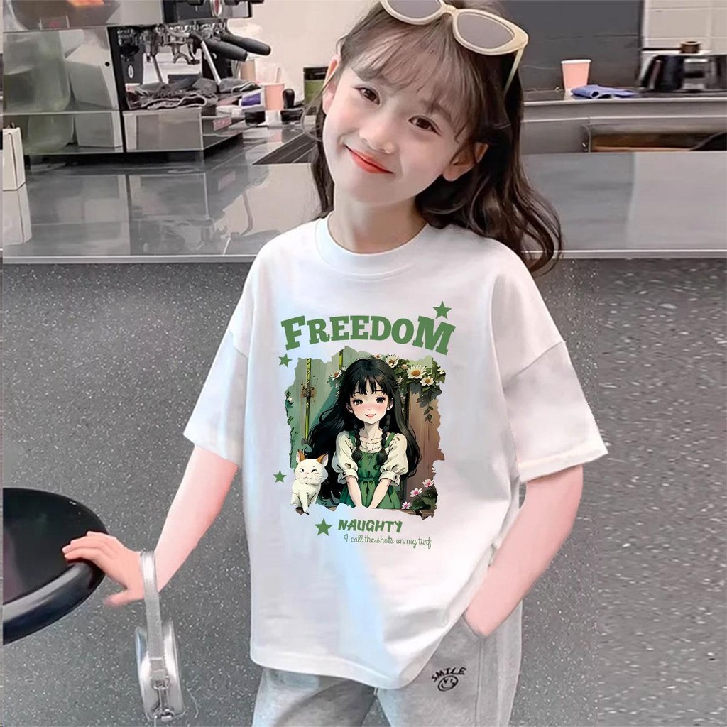 (จัดส่งตลอด 24 ชั่วโมง)พร้อมส่ง  เสื้อยืดแขนสั้นเด็ก เสื้อยืด cotton 100 ลายการ์ตูนน่ารัก คอกลม แขนสั้นพิมพ์ลาย J322