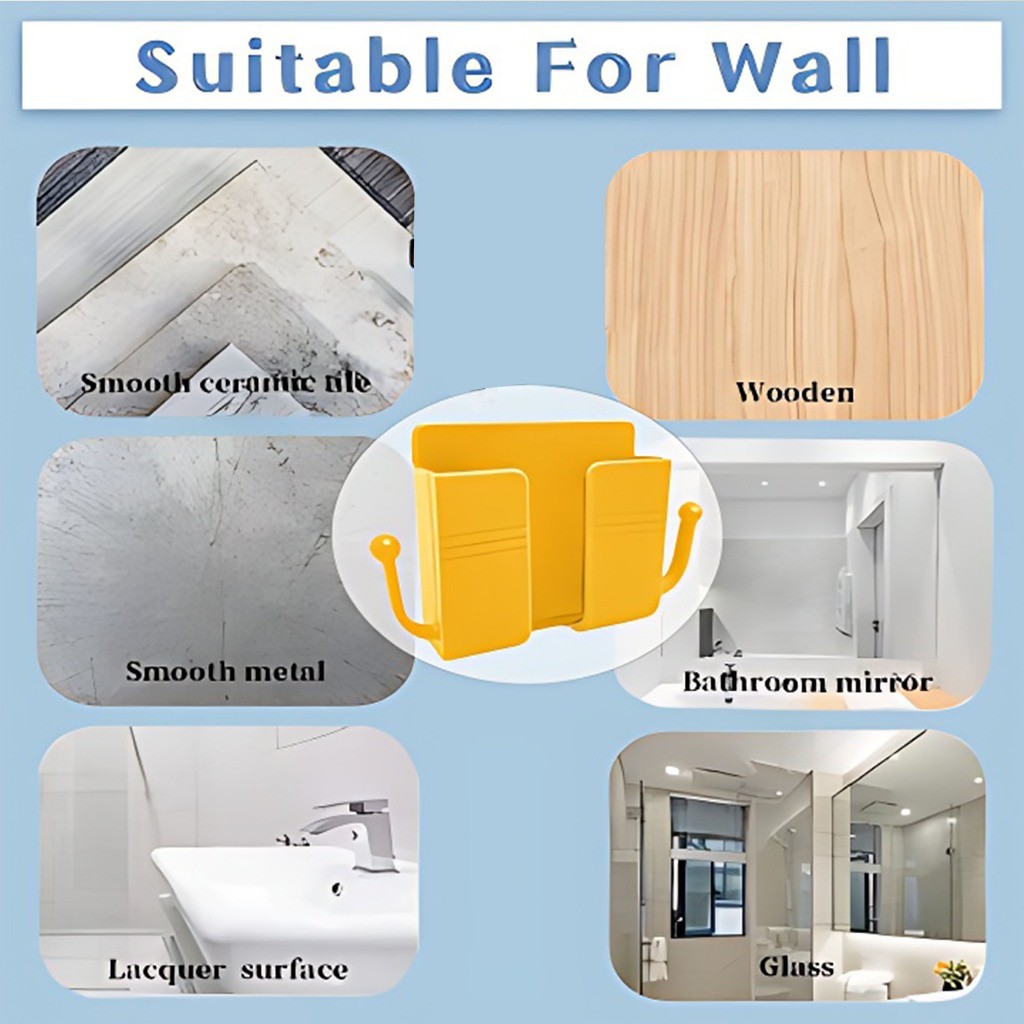 BAZZR ที่เก็บสายชาร์จ ที่แขวนมือถือติดผนัง ที่วางรีโมตคอนโทรล ประหยัดพื้นที่ ไม่ต้องเจาะรู ที่วางมือถือ 5สี กล่องเก็บรีโ - รูปที่ 7