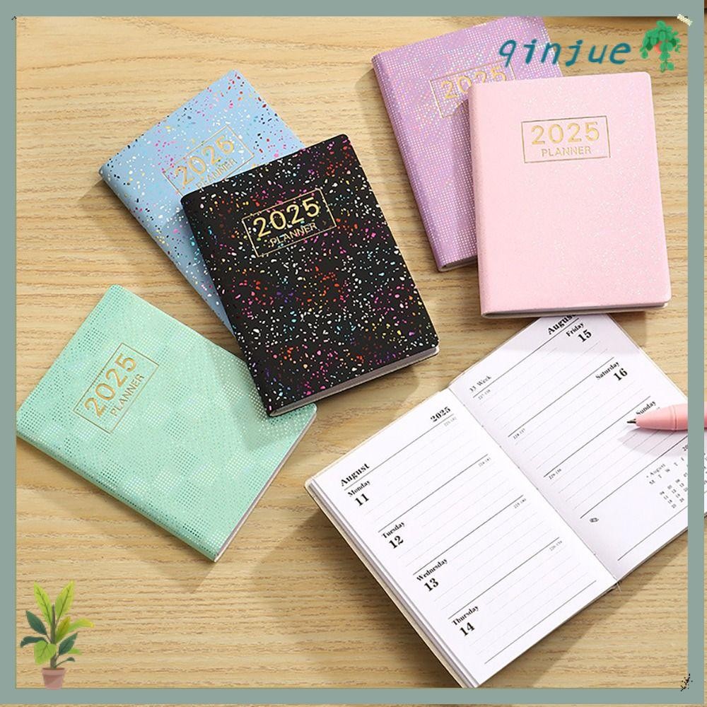 QINJUE 2025 Agenda Book, A7 Mini 2025 Planner Notebook, คุณภาพสูงภาษาอังกฤษ To Do List with Calendar