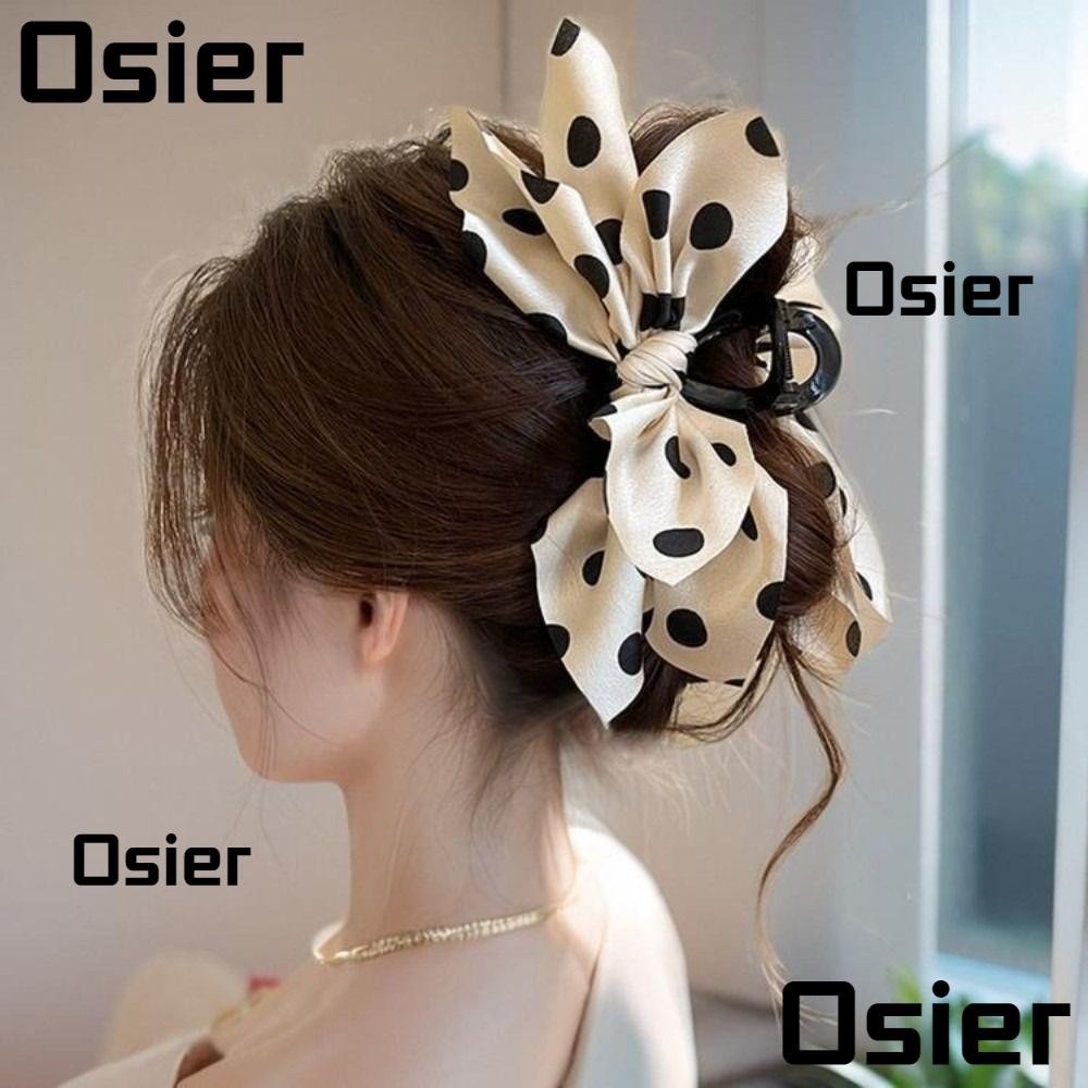 คลิปปูกุญแจ OSIER ลายจุดโบว์ พร้อมผ้าโพกศีรษะสไตล์ย้อนยุคจากผ้าซาติน