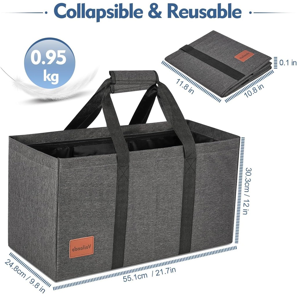 Vailando กระเป๋าโท้ทยูทิลิตี้ขนาดใหญ่, กระเป๋าโท้ทที่ทนทานมีซิป, กระเป๋า, ที่จับ, 600D Oxford Wear-R