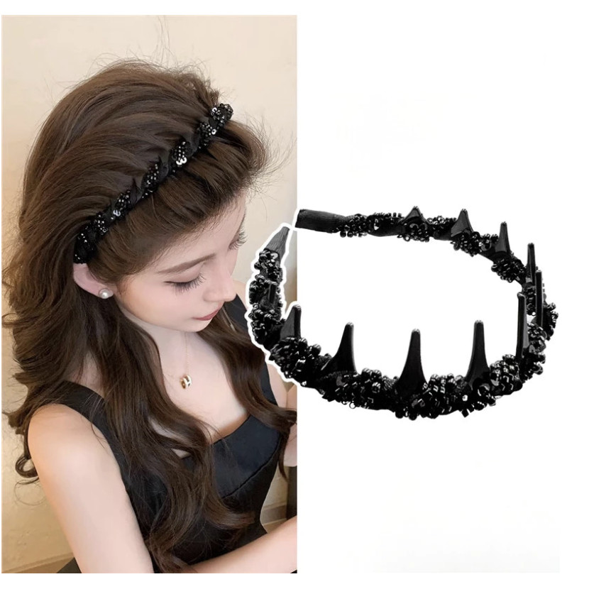 หวีฟันปุยกลับหัวคาดศีรษะ พลอยเทียม เครื่องประดับผมสไตล์ใหม่