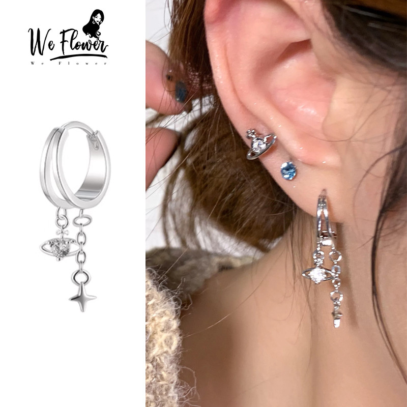 We Flower ต่างหูสร้อยหูจากเงินสเตอร์ลิง 925 ออกแบบเป็นดาวสำหรับผู้หญิง พร้อมลายละเอียดอันสวยงาม