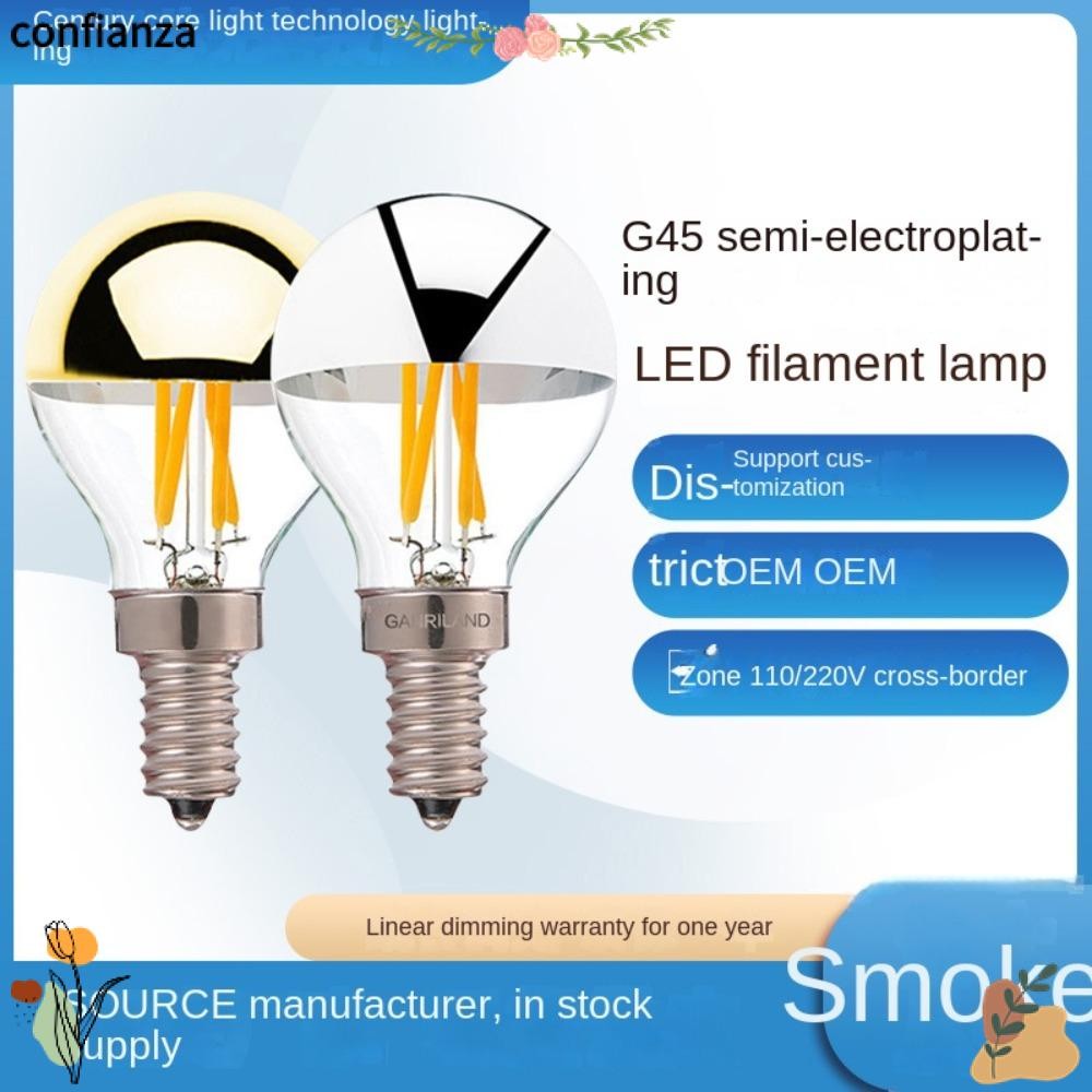 CONFIANZA หลอดไฟคริสตัล, หลอดไฟ LED กึ่งชุบ 4W, 2023 หลอดไส้ E12/E14/E26/E27 Warm White Candle Bulb 