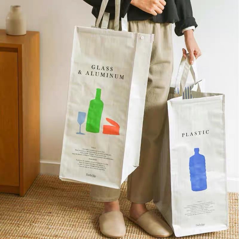 ถุงจัดระเบียบแบบแยกประเภท กันน้ำ ความจุใหญ่/มินิ พกพาสะดวก สไตล์เกาหลี สำหรับเสื้อผ้าสกปรก รีไซเคิล ขยะ บ้าน/ออฟฟิศ - รูปที่ 4