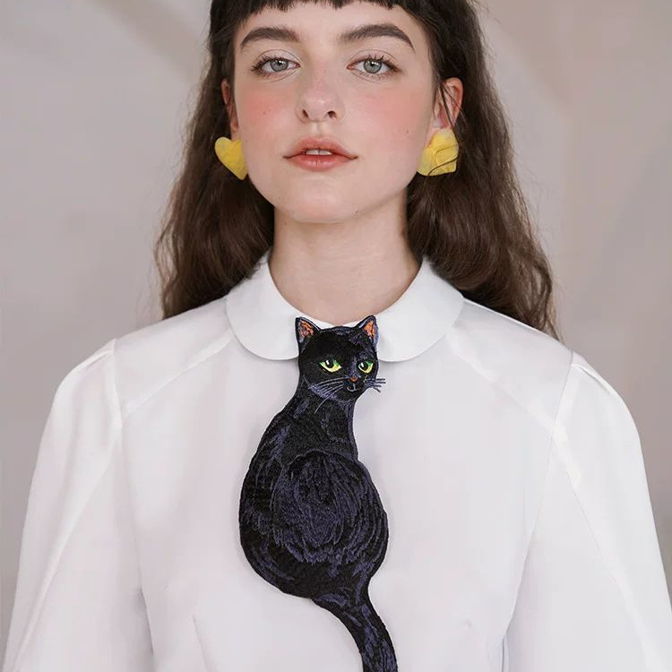 Original Design Black Cat Series Tie French Retro Niche Design Bow Tie