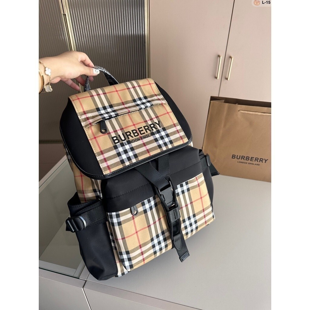 ส่งเร็ว 2025 Vintage Nylon Cloth Flap Backpackจัดส่งรวดเร็ว Large Capacity Back L-15 Size 30 15 44