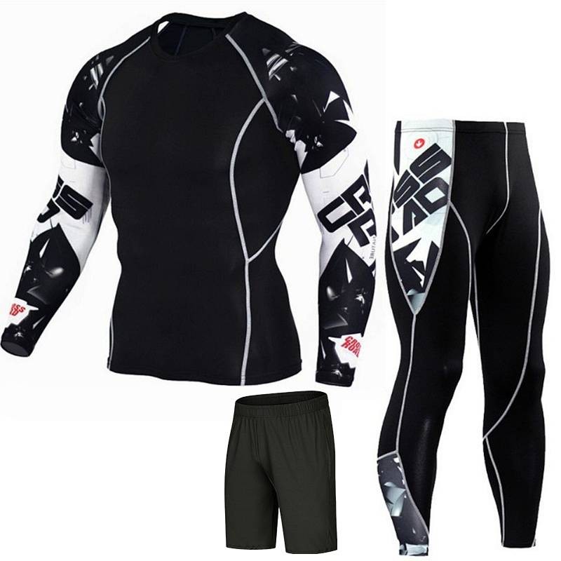 Fitness Suit Men's Sports Workout Clothes Sweat Wicking Running Marathon Body-Hugging Suit Quick Dry