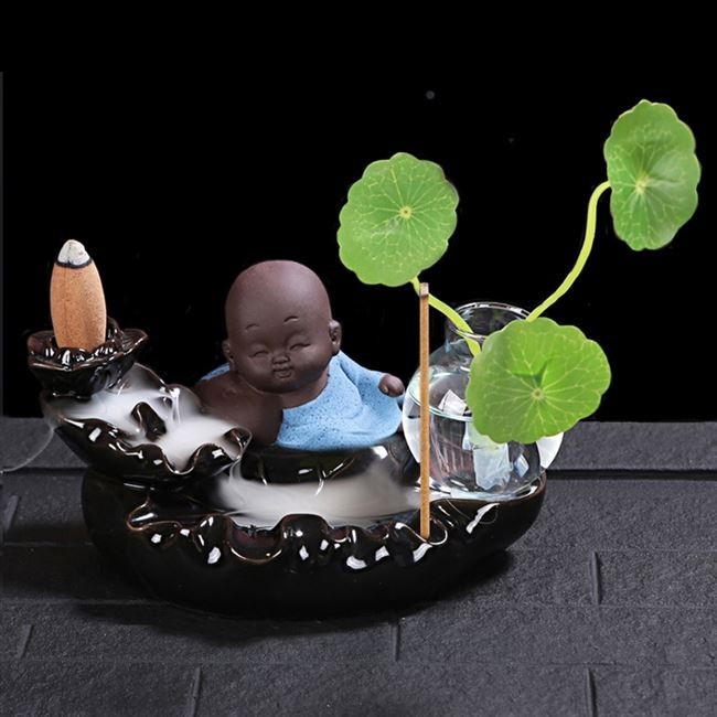 Yuxuan backflow กระถางธูปสร้างสรรค์ทรายสีม่วง moun