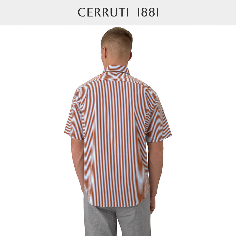 CERRUTI 1881 เสื้อเชิ้ตผ้าฝ้ายแขนสั้นสำหรับธุรกิจและลำลอง C3966EO471