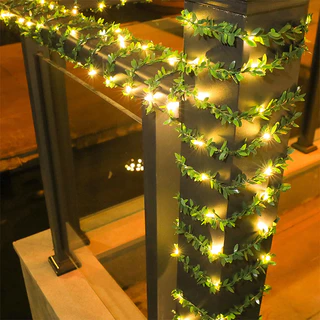 เถาวัลย์กุหลาบไฟ LED โซล่าเซลล์ 2ม/5ม กันน้ำ พลาสติกหวายเทียม สำหรับตกแต่งสวนและงานแต่งงาน