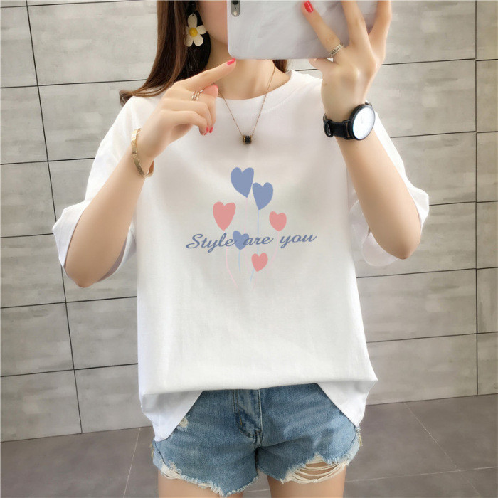 ผ้าฝ้ายแท้หลวมสไตล์ใหม่ COD ขนาดบวก 100% ผู้หญิง 23t เสื้อแขนสั้นผ้าฝ้ายหวี202531325 นักเรียนยาวปานก