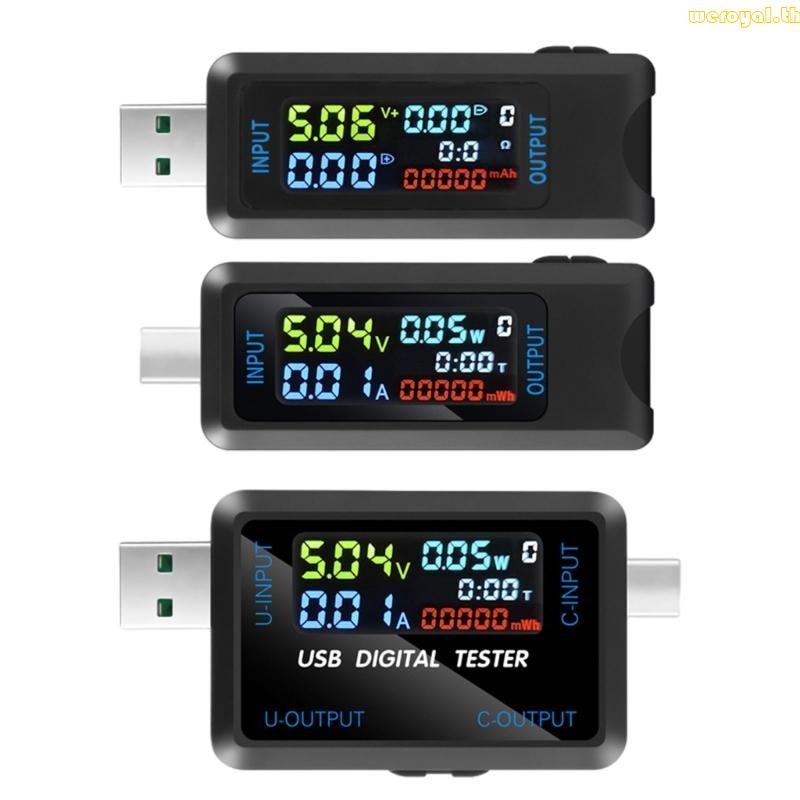 Weroyal Power Meter Tester USB USB C เครื่องวัดกระแสไฟฟ้าและแรงดันไฟฟ้า USB Safety Tester