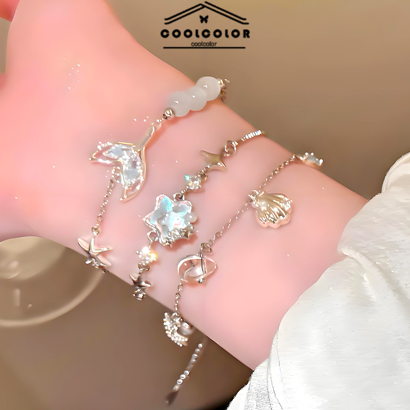 ในไทย✨เฉพาะกลุ่ม ปลาดาว เปลือกหอย สร้อยข้อมือ ไข่มุก ไฮเอนด์ ผู้หญิง อเนกประสงค์ หินตาแมว.COD