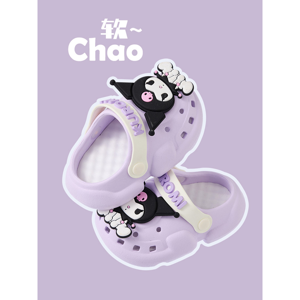 crocs เด็ก crocs รองเท้าแตะเด็ก Sanrio Summer Cartoon Kuromi