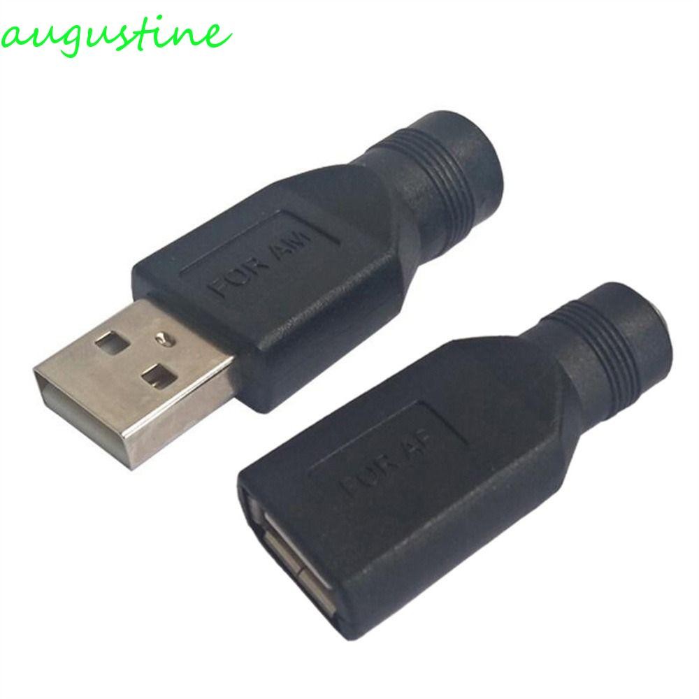AUGUSTINE USB Conenctor 5V สําหรับแล็ปท็อปหญิงชาร์จซ็อกเก็ต 5.5*2.1 มม.USB 2.0 แจ็คพลังงานหญิง