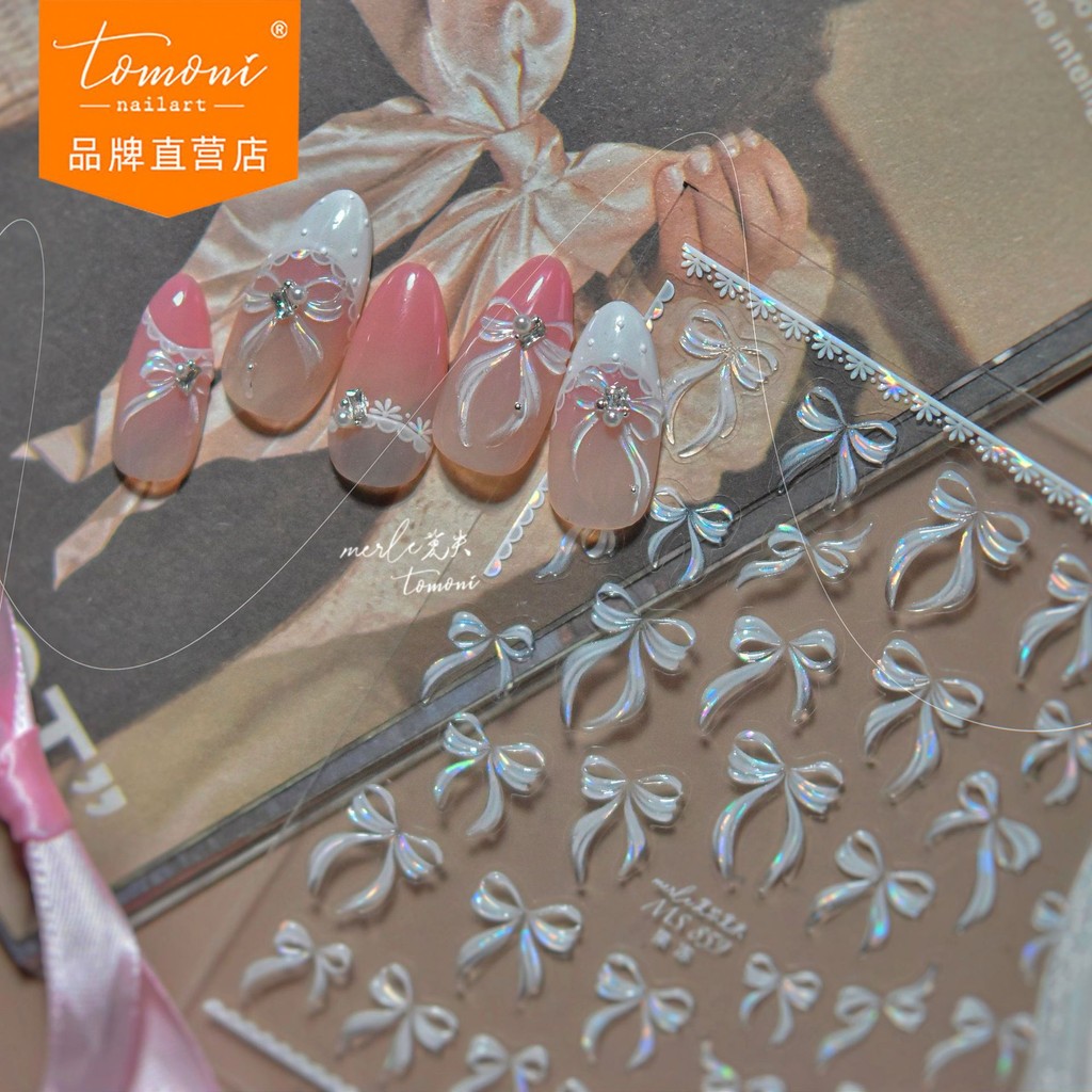 Tomoni & Mo Shi Jelly สติ๊กเกอร์แต่งเล็บสามมิติ Dream Style สติ๊กเกอร์ติดเล็บ High-End Bow เครื่องประดับวัสดุ