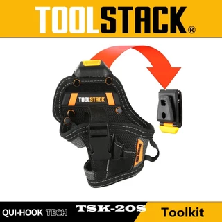 TOOLS กระเป๋าใส่สว่านขนาดเล็ก - กระเป๋าเครื่องมือกันน้ําพร้อมห่วงดอกสว่าน 3 ห่วง, คลิปหนีบเข็มขัดสําหรับงานหนักสําหรับช่างไฟฟ้าและงานฝีมือ TSK-20S