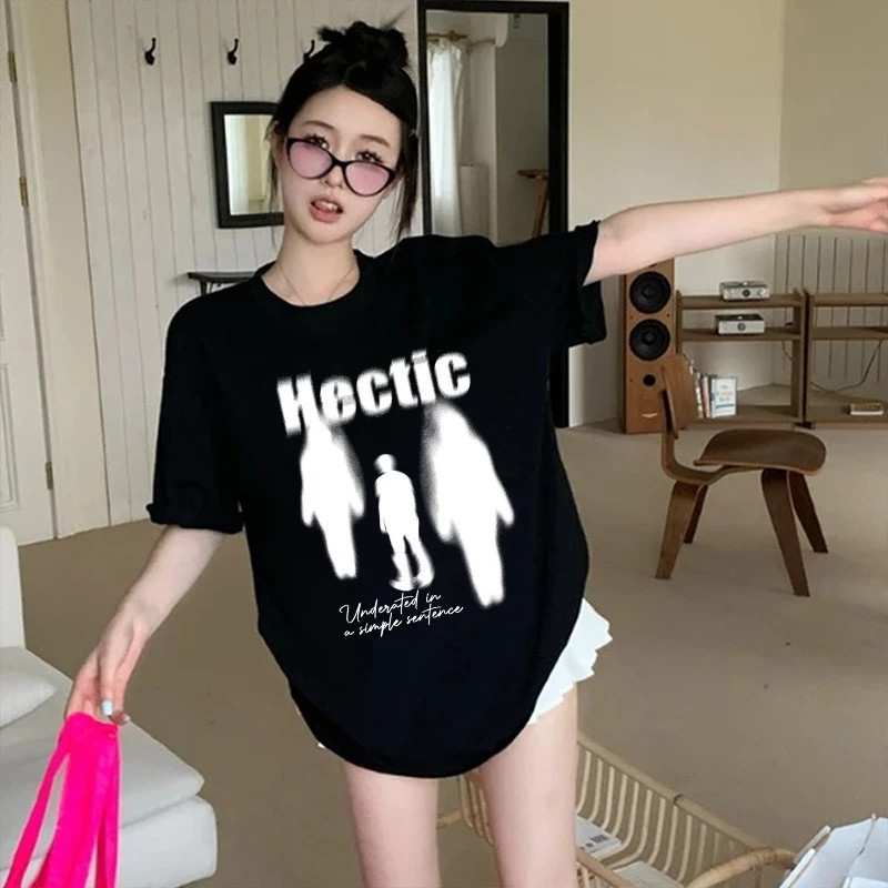 เสื้อยืดสีดําสไตล์สตรีท - Blury - HECTIC Crew neck