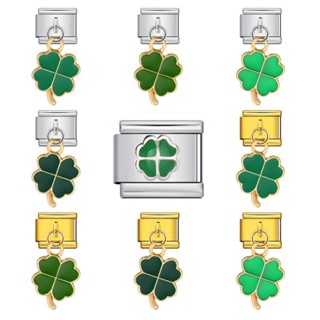 สร้อยข้อมือจี้โคลเวอร์สี่ใบ โมดูลอิตาลี ตะขอเหล็กไทเทเนียม ส…