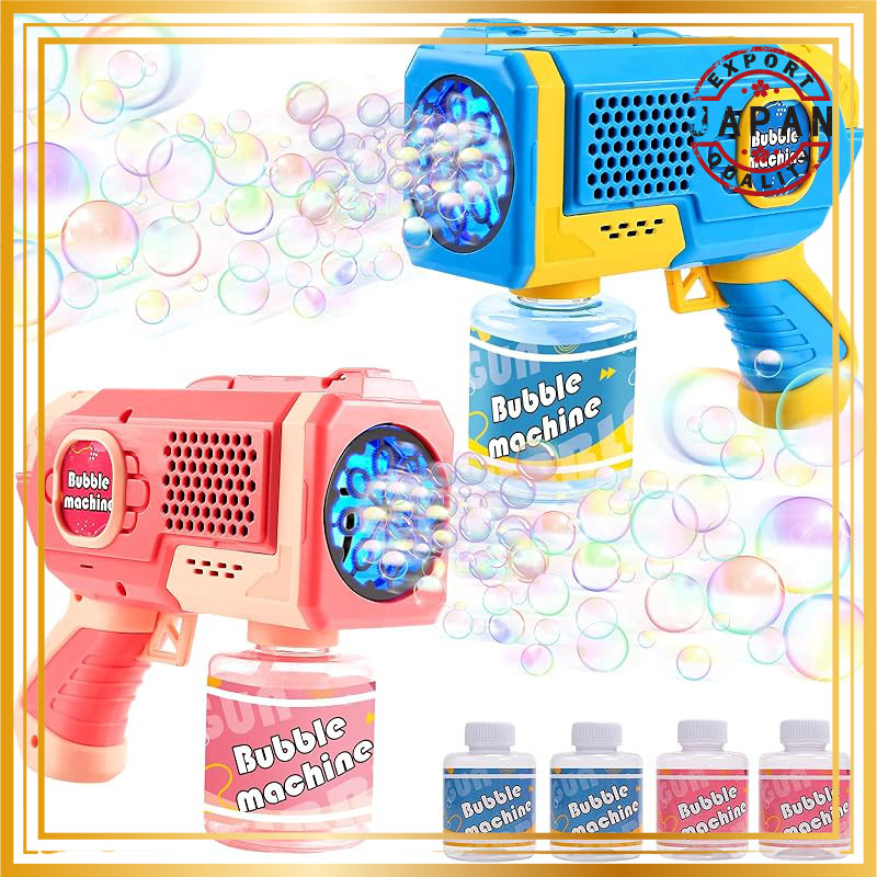 EagleStone Electric Bubble Gun Set with LED Lights - Includes 2 Bubble Guns, 4 Bottles, 8 Bubble Hol