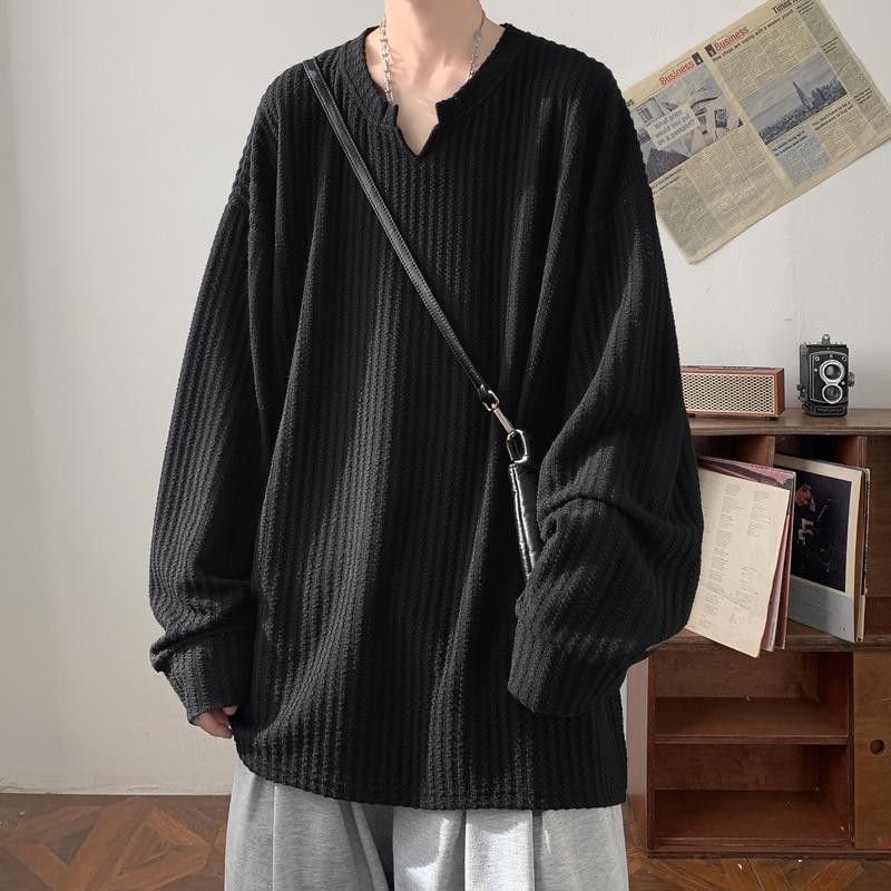 เสื้อยืดแขนยาว คอวี คุณภาพระดับพรีเมียม Unisex