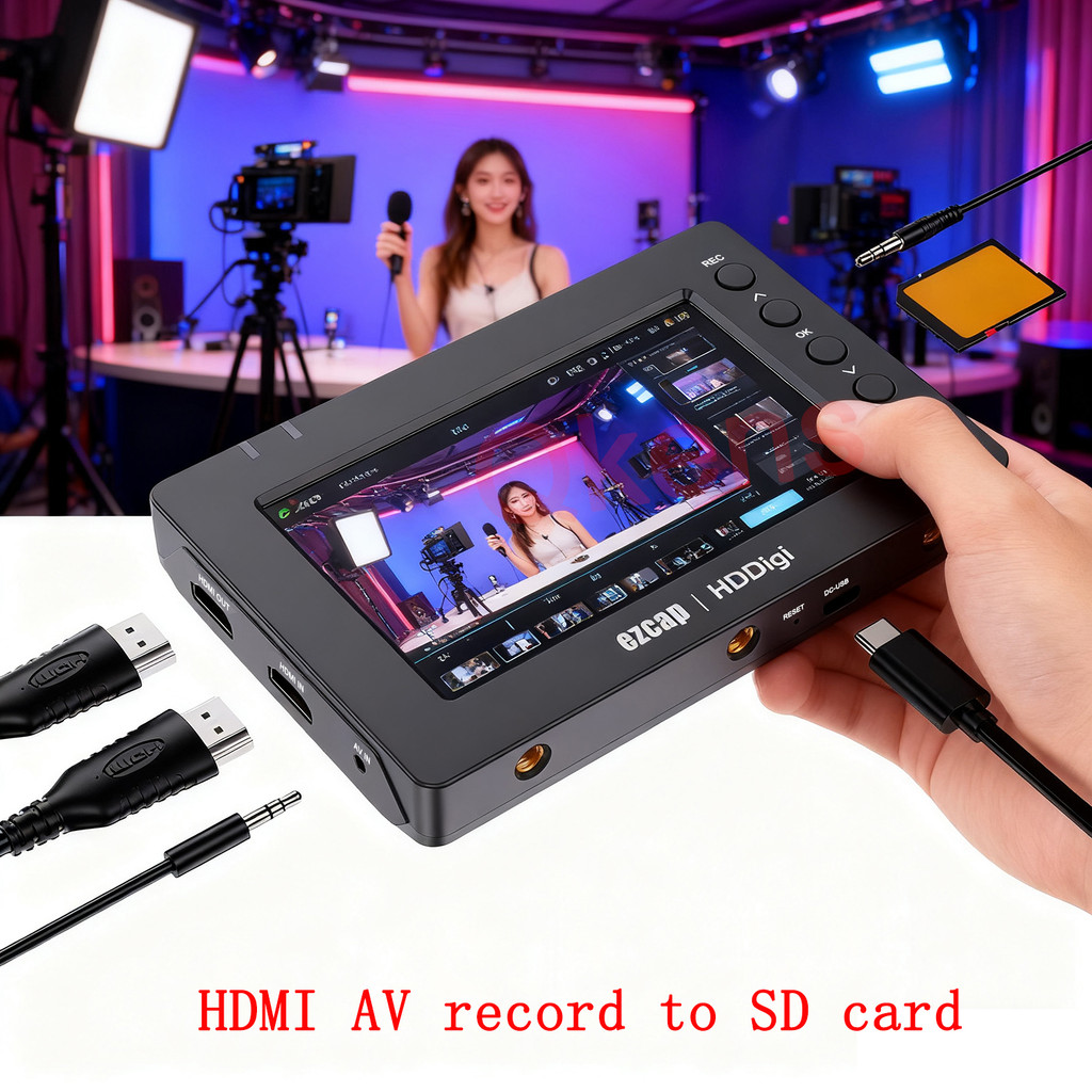 1080p 60Hz Full HD HDMI Composite AV Video Capture Card One ปุ่มบันทึก SD การ์ดพร้อมเครื่องเล่นหน้าจ