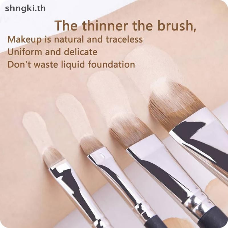 SHNGKI แบนรอบ Ultra-thin Foundation คอนซีลเลอร์แปรงแต่งหน้า Professional Contour Liquid ครีมคอนซีลเล