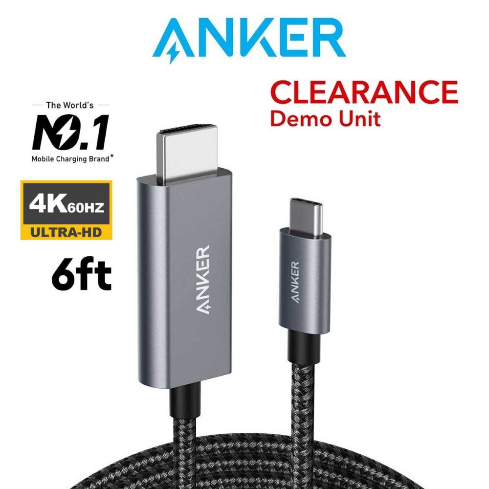 [Demo Unit Clearance] Anker USBC to HD 1.8m / 6ft สายไนลอน 4K 60Hz วิดีโอสายเคเบิลอะแดปเตอร์ที่เรียบ
