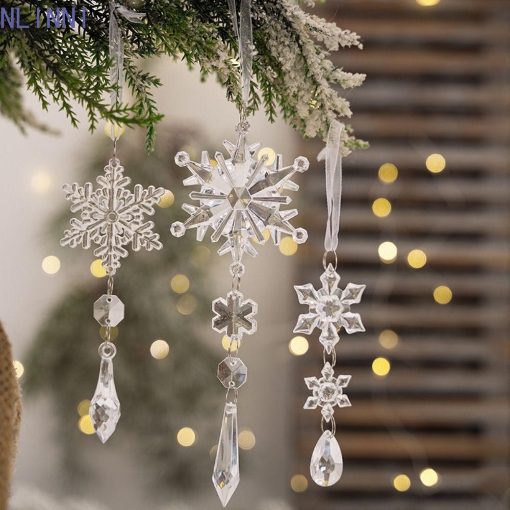 NLINNI 10 ชิ้น/เซ็ตเกล็ดหิมะ Icicle เครื่องประดับ,จําลองตกแต่งเกล็ดหิมะแขวนจี้,โปร่งใสอะคริลิคเกล็ดห