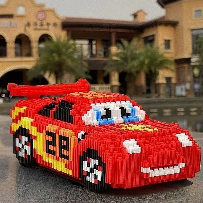 Racing Story McQueen รถใช้งานร่วมกับ Lego Building Blocks เด็ก 3D ปริศนาของเล่นห้องนั่งเล่นตกแต่งของ