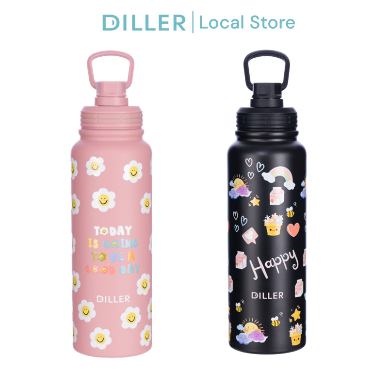 Diller 1000ML Thermos ขวด Thermos ถ้วยแบบพกพา Aquaflask Tumbler ขวดน้ําสแตนเลส D9290