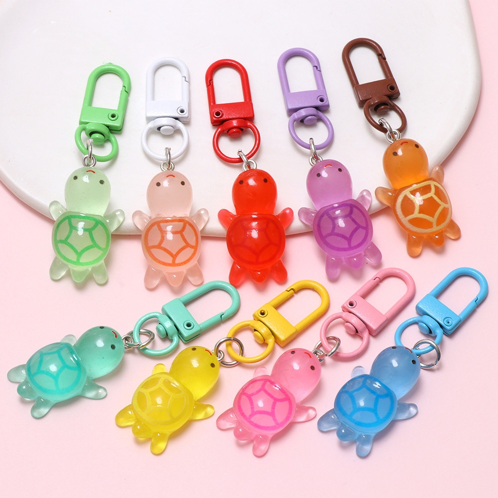 1ชิ้นเรืองแสงสีเต่าพวงกุญแจเต่าพวงกุญแจกระเป๋าจี้ของขวัญกระเป๋าเป้สะพายหลังจี้