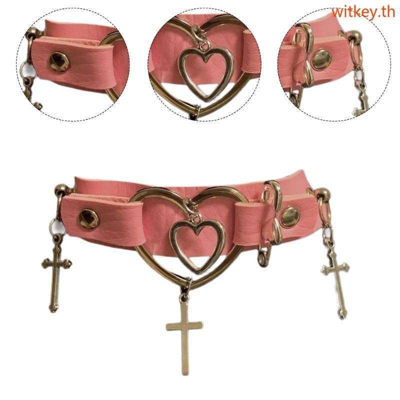 WIT Gothic Cross สร้อยคอหนัง Chocker Heart Chocker
