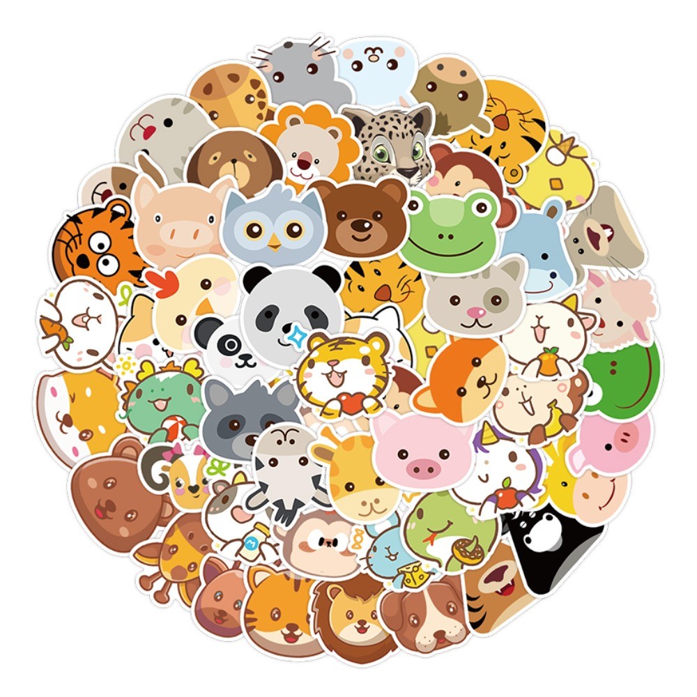 สติกเกอร์ธีมอวตารสัตว์ (50 ชิ้น) - สติ๊กเกอร์ตกแต่งสุดน่ารักสําหรับงานฝีมือ DIY และขวดน้ํา