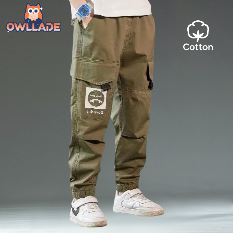 กางเกงจ็อกเกอร์คาร์โก้สำหรับเด็กชาย สีเขียว ขนาด 4T-1