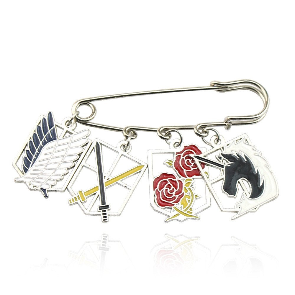 ฟรีโลโก้เข็มกลัดดาบโจมตีบน Titan Legion Four Anime Peripheral Pins การ์ตูนปีกของ Discussion 7Q9U