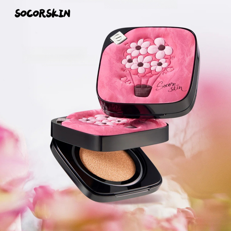 SOCORSKIN True Love Air Cushion คอนซีลเลอร์แต่งหน้าติดทนนานควบคุมความมัน Liquid Foundation Sensitive Skin Oil Control Moisturizing Air Cushion BB ครีม