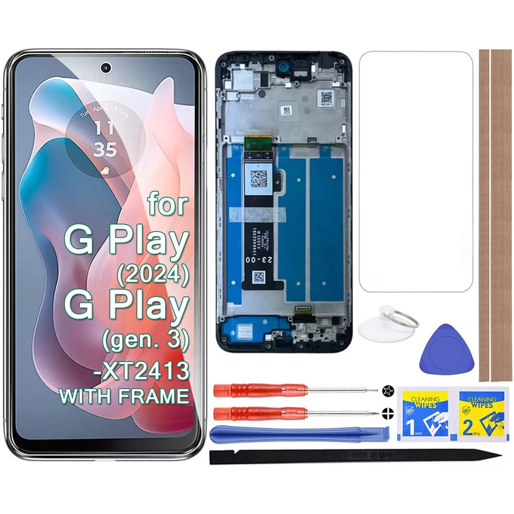หน้าจอ LCD เปลี่ยน Touch Digitizer จอแสดงผลกรอบสําหรับ Motorola Moto G Play 2024 XT2413 XT2413-1 XT2