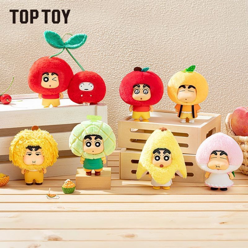 TOPTOY ของแท้ Crayon Shin-Chan Fruit House Series เครื่องประดับตุ๊กตากล่องปริศนา