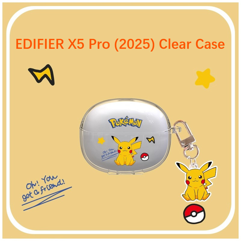 for EDIFIER X5 Pro (2025) Case Clear Soft Case Cute Pikachu Stitch Pendant Suitable for EDIFIER X5 P