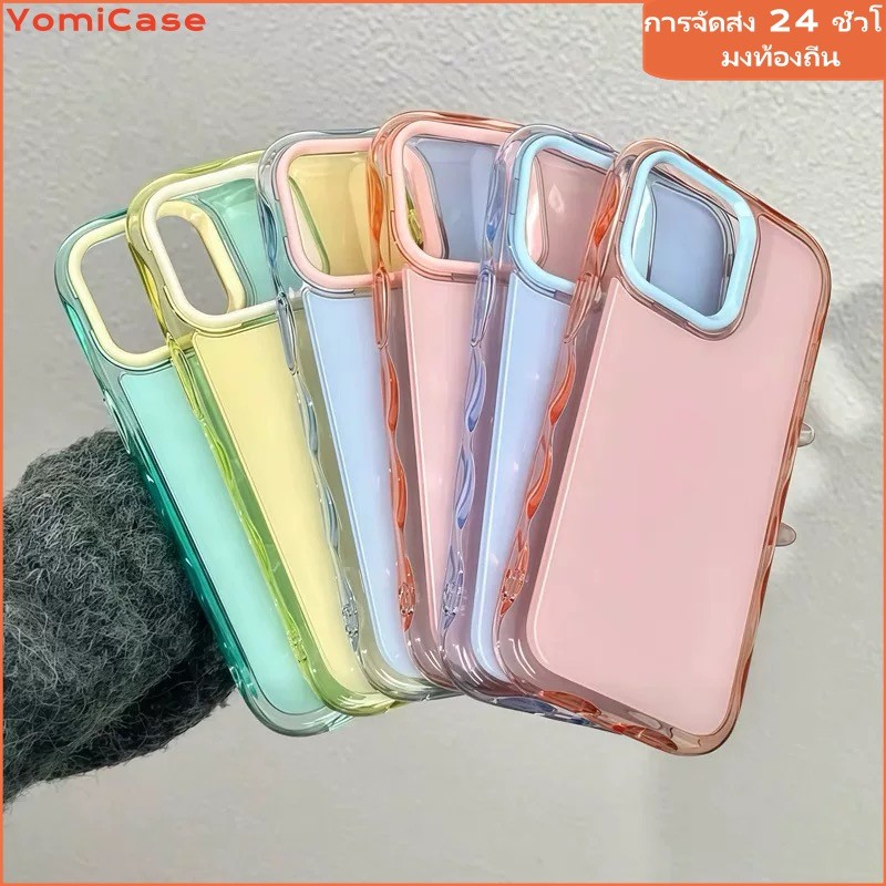 การเจาะสี case for iPhone 11pro 13plus 15promax 14 12 16 13ProMax โปร่งใส สีเจลลี่ รวมทุกอย่างแล้ว เคสมือถือสำหรับไอโฟน