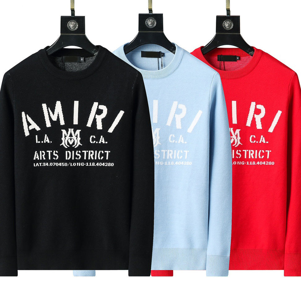 AMIRI3258 เสื้อกันหนาวถักทออย่างประณีต สไตล์แคชวลสำหรับผู้ชาย