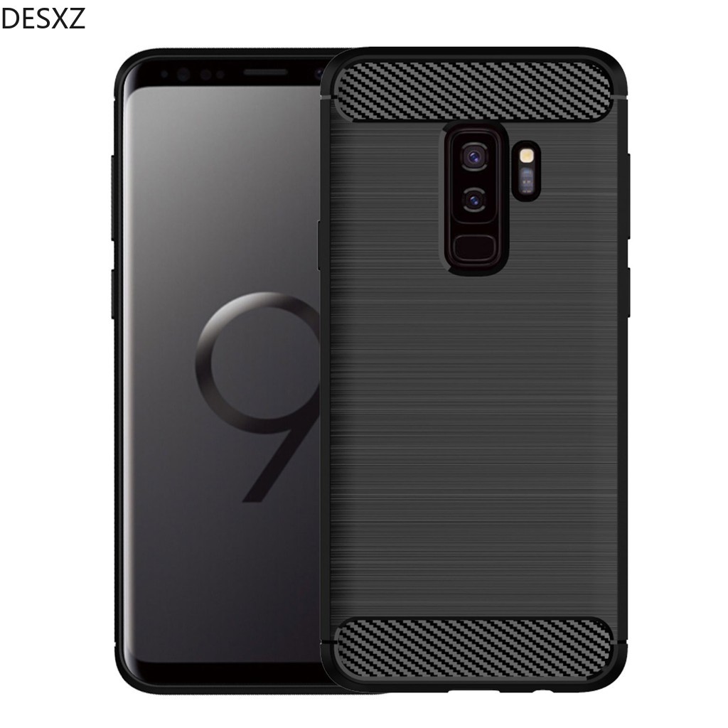 SAMSUNG ปลอกTPUสําหรับSamsung Galaxy S9 Plusเกราะคาร์บอนไฟเบอร์ซิลิโคนอ่อนนุ่มปกหลังSamsung S9Plusกรณี