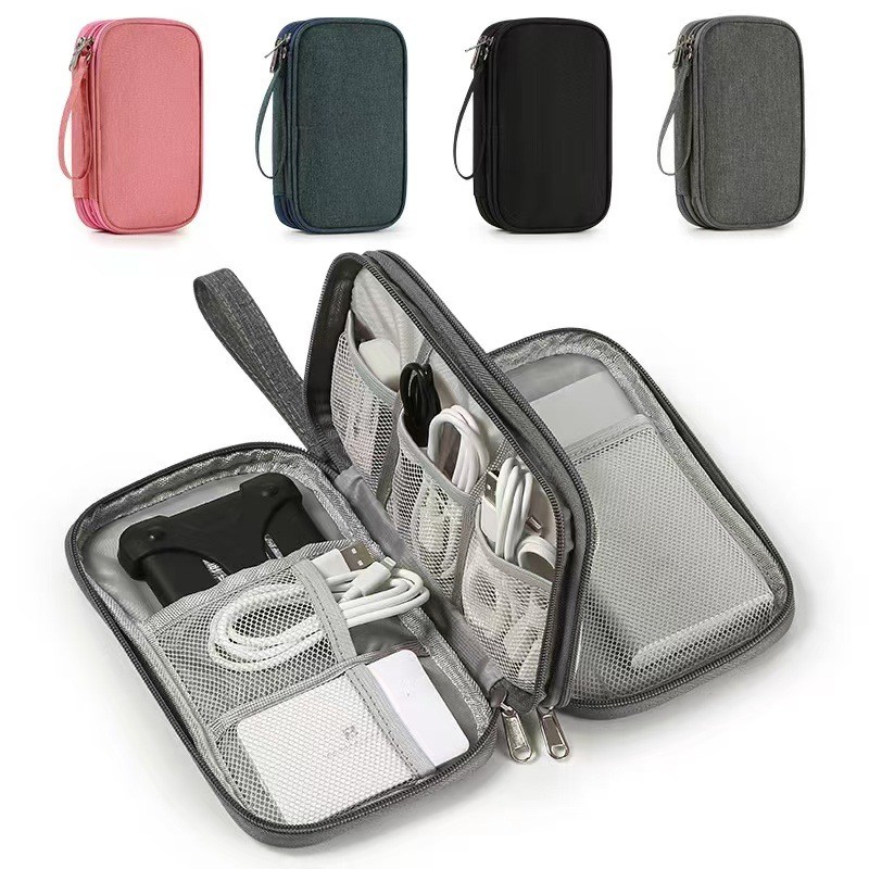 Travel Double Layer Data Cable Storage Bag Multifunctional Digital Bag Storage Bag Travel Passport B